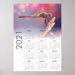 Calendrier libellule 2021 Poster - Début dimanche