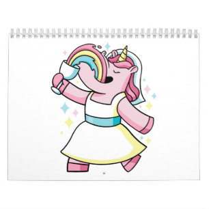 Calendrier licorne et arc-en-ciel 
