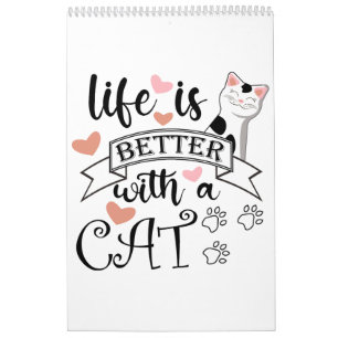 Calendrier Life is Better With a Cat quote slogan