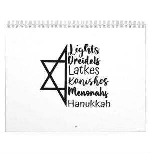 Calendrier Light Dreidel Latke Kanish Menorah Hanoukka