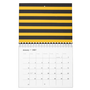 Calendrier Lignes géométriques horizontales jaunes noires Abe