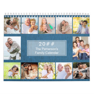 Calendrier Linen 3 Photos par Month with Notes Section 2023