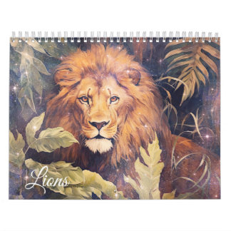 Calendrier Lions fantastiques dans un style abstrait