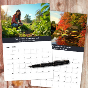 Calendrier Logo de société personnalisé et photos gris neutre