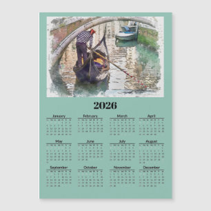 Calendrier magnétique carte Canal à Venise Italie