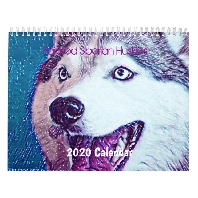 Calendrier Magnifique mur d'art Siberian Husky 2020 Calendrie (Protection)