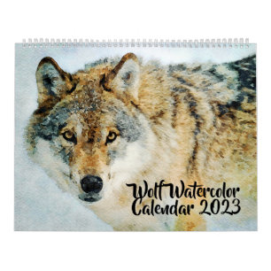 Calendrier Magnifique peinture à l'aquarelle de loups fauniqu
