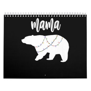 Calendrier Mama Ours Polaire Chaîne De Lumières Noël