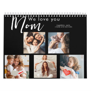 Calendrier maman, maman, photo collage, on t'aime, typographi