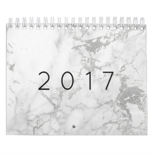 Calendrier Marbre blanc gris argent rose or