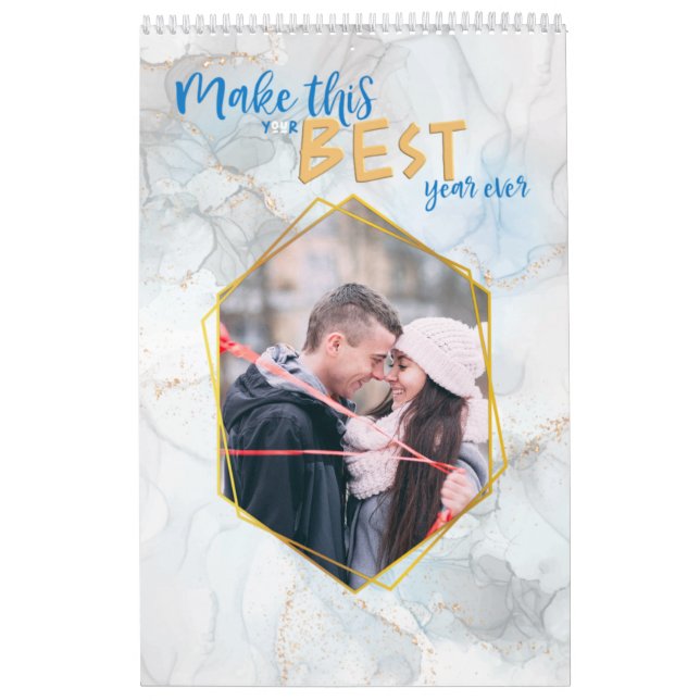 Calendrier Marbre d'or Meilleure année Remplir la photo (Protection)