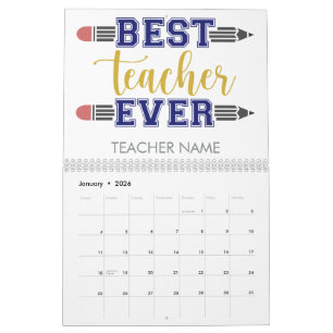 Calendrier Meilleur enseignant personnalisé jamais - Cadeau C