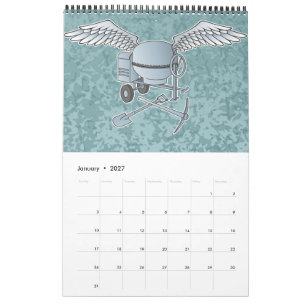Calendrier Mélangeur de béton bleu-gris