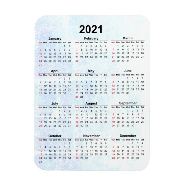 Calendrier mensuel 2021 Magnet texturé (Vertical)