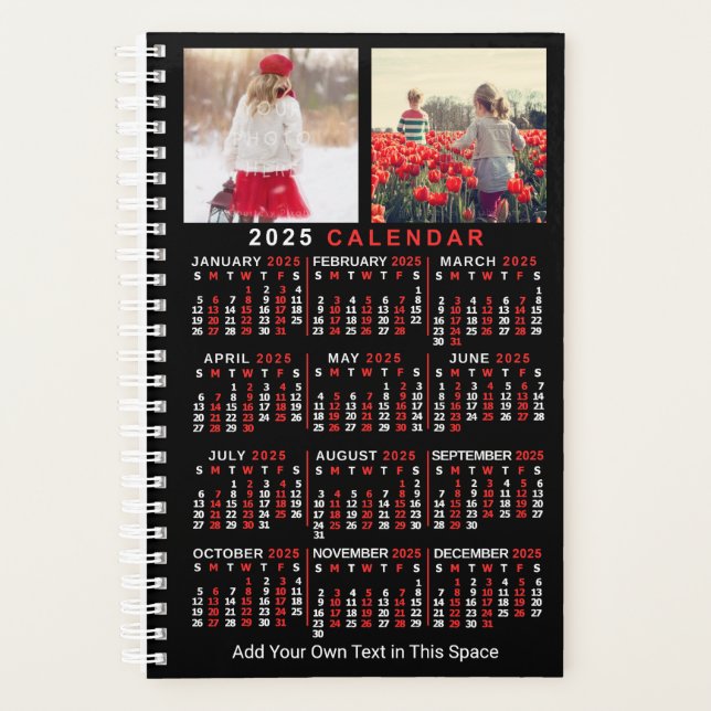 Calendrier mensuel 2025 Année Black Custom 10 Phot (Devant)