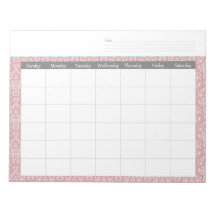 Calendrier mensuel bloc-notes en damassé de corail