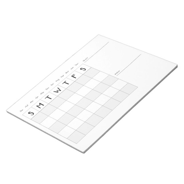 Calendrier mensuel simple avec bloc-notes (Incliné)