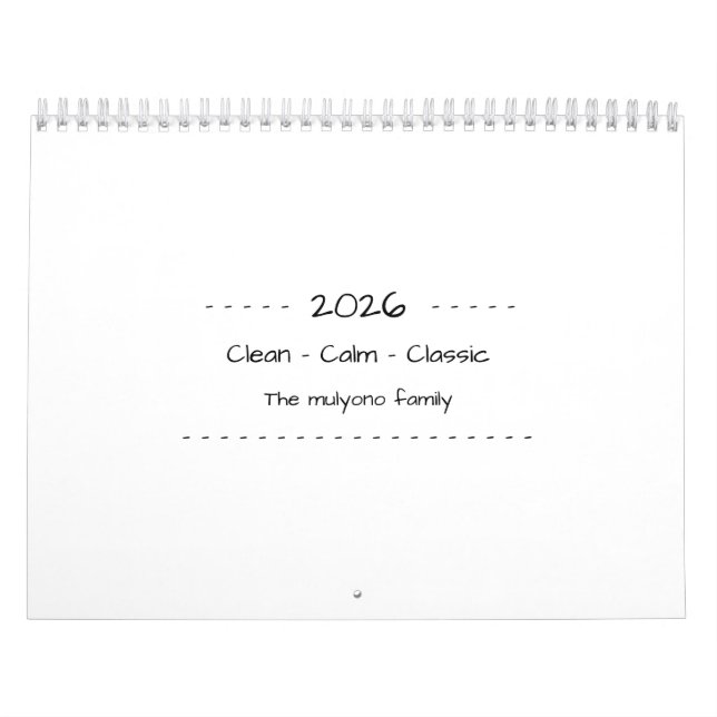 Calendrier Minimalist Modern Elegant 2026 Calendar (Protection)