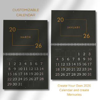 Calendrier Minimalist Modern Elegant 2026 Calendar