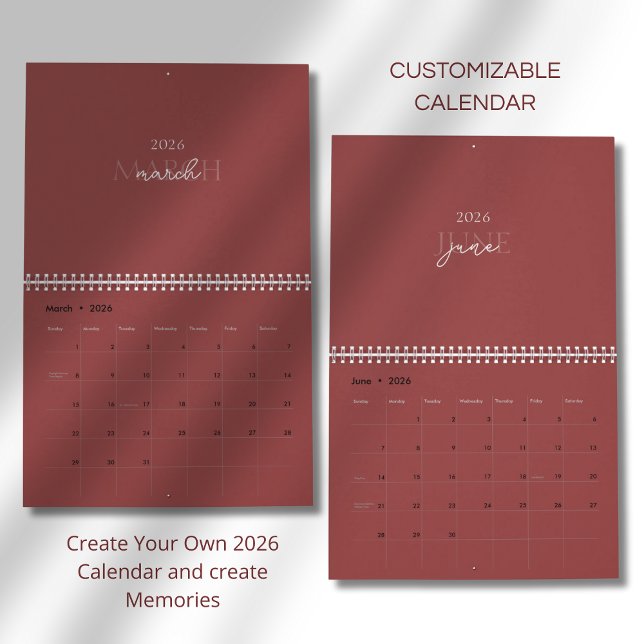 Calendrier Minimalist Modern Elegant 2026 Calendar (Créateur téléchargé)