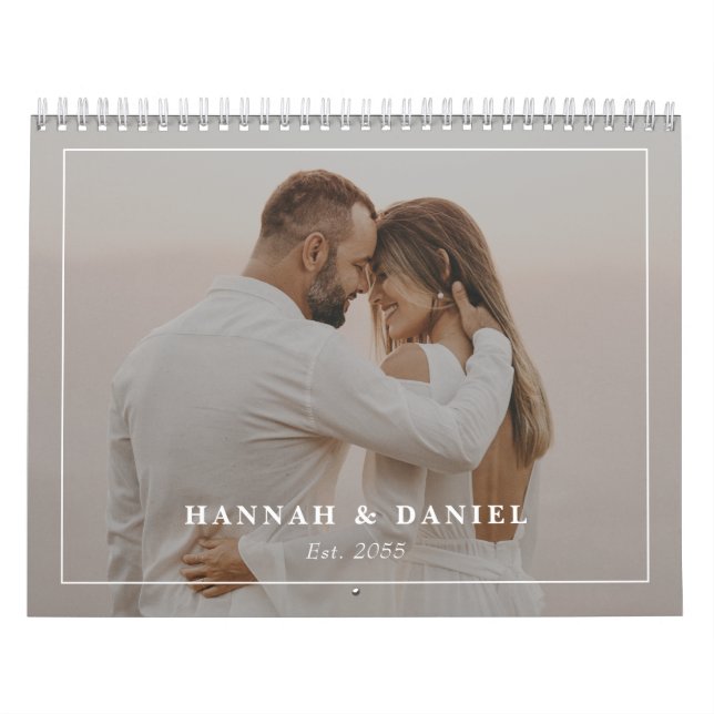 Calendrier Minimalist Wedding Newlyweds Photo Collage 2026 (Protection)