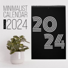 Calendrier minimaliste noir et blanc