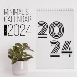 Calendrier minimaliste noir et blanc