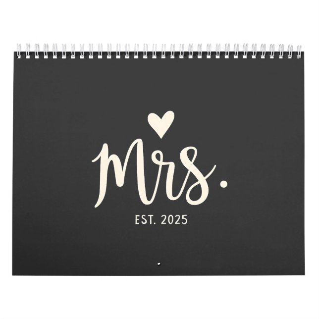 Calendrier Mme Est. mariage Fiançailles mariée 2025 (Protection)