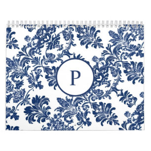 Calendrier Modèle bleu Damas de la marine classique