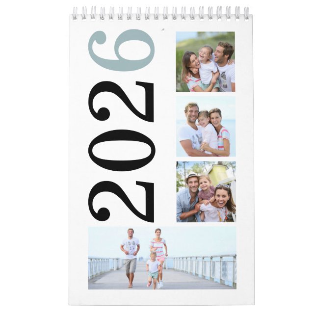 Calendrier Moderne 17 Photos de Famille Audacieuses Typograph (Protection)