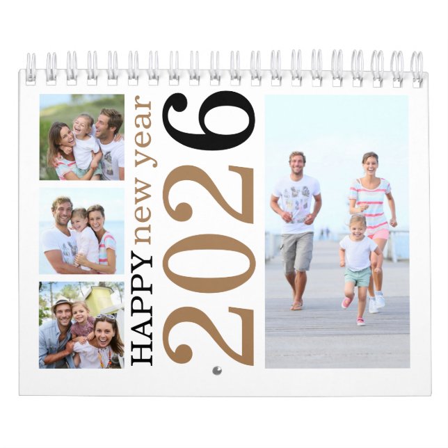 Calendrier Moderne 17 Photos Familiales Bonne Année 2026 (Protection)