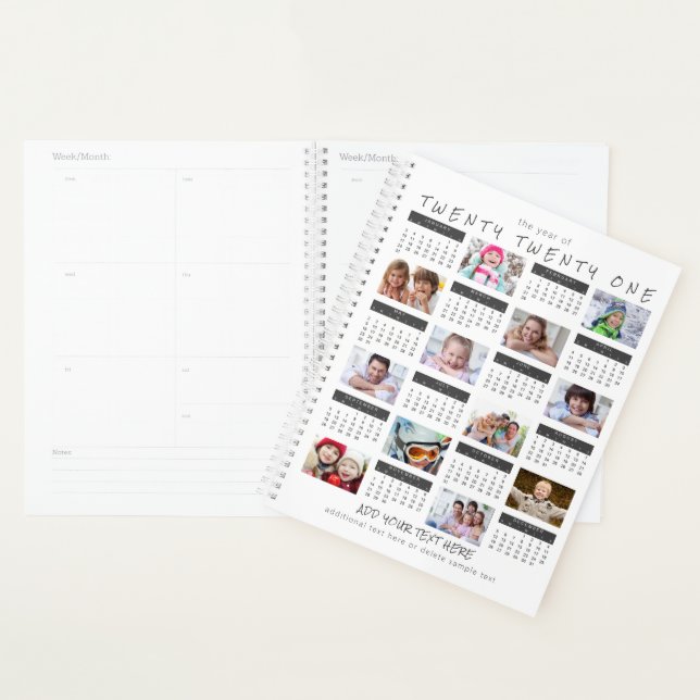 Calendrier moderne 2021 Collage photo personnalisé (Devant avec enveloppe)