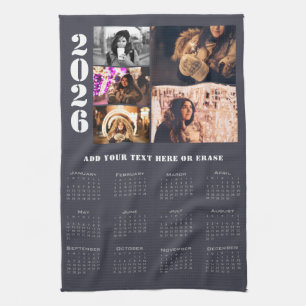 Calendrier moderne 2026 5 Photo Collage Serviette