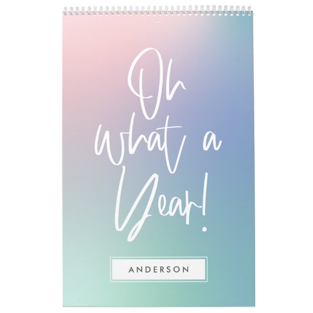 Calendrier moderne coloré pastel arc-en-ciel photo (Protection)