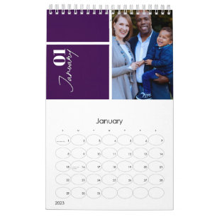 Calendrier Moderne Gris personnalisé multi photo année Célébr