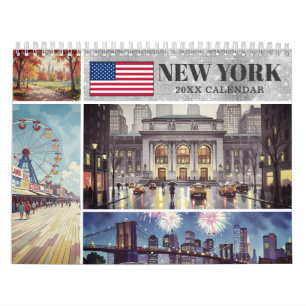 Calendrier Moderne New York États-Unis 