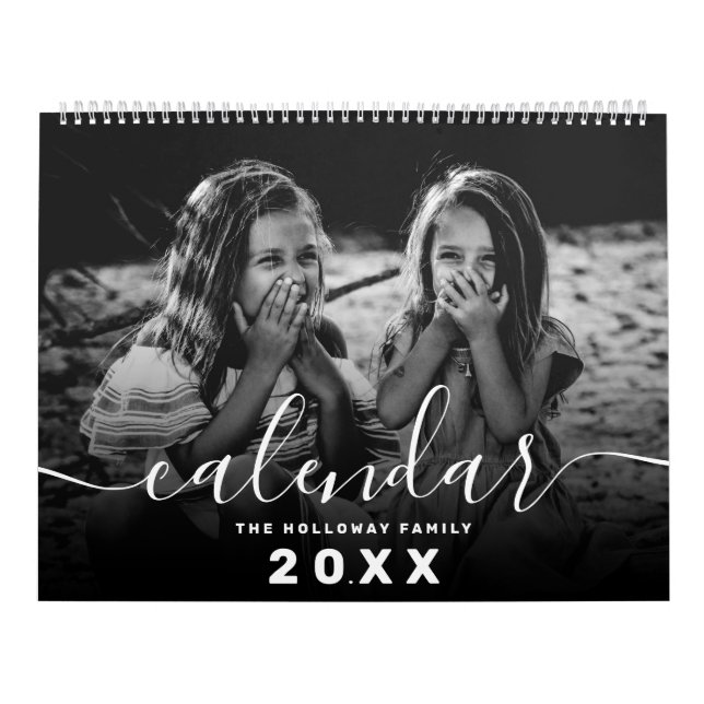 Calendrier Monogramme moderne votre famille 26 photo collage  (Protection)