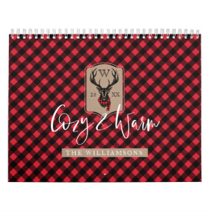 Calendrier Monogramme   rouge confortable et chaud de renne