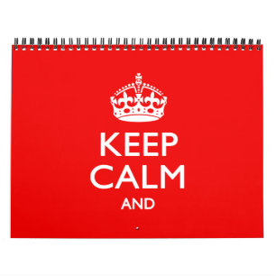 Calendrier Monthly Personnalisé KEEP CALM Red Your Text 2025