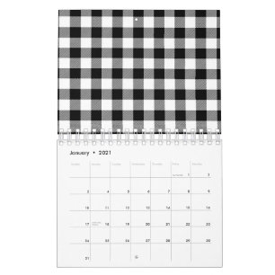 Calendrier Motif Abstrait Minimal au Carré Noir & Blanc