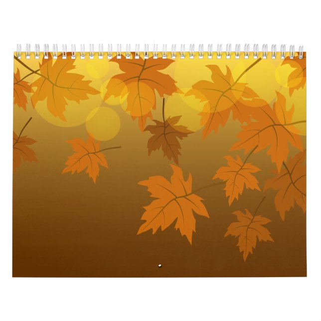 Calendrier Motif d'automne avec feuilles d'érable en chute et (Protection)
