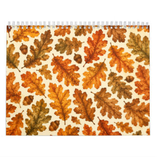 Calendrier Motif de feuilles de chêne d'automne Esthétique
