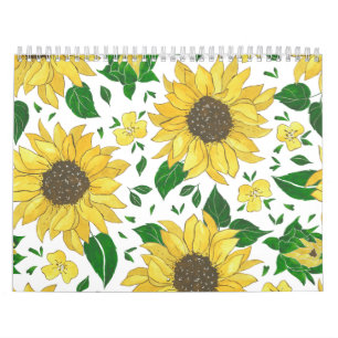 Calendrier Motif de tournesol à l'aquarelle