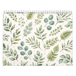 Calendrier Motif de verdure à l'aquarelle Feuilles botaniqu