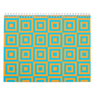 Calendrier Motif géométrique carré rétro – Orange gras