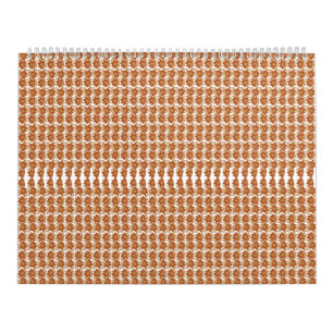 Calendrier motif orange et blanc sur arrière - plan blanc