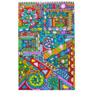 Calendrier Motif Peint À La Main Et Numériquement Art 53