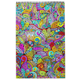Calendrier Motif Peint À La Main Et Numériquement Art 6