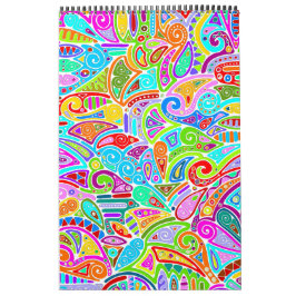 Calendrier Motif Peint À La Main Et Numériquement Art 7
