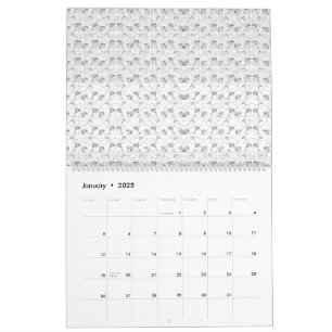 Calendrier Motif répété de petites formes stylisées sur un w